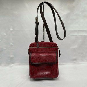 Relic Fossil Red Paisley Faux Leather Embossed Cro